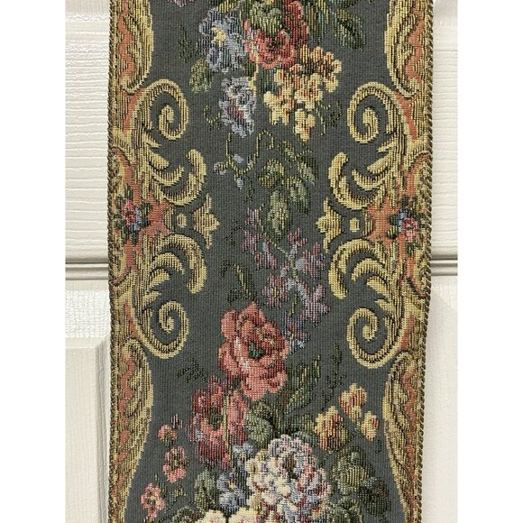 Vintage Floral Tapestry Ornate Gold Brass Butler's / Bell Pull Victorian Pink - Picture 8 of 13